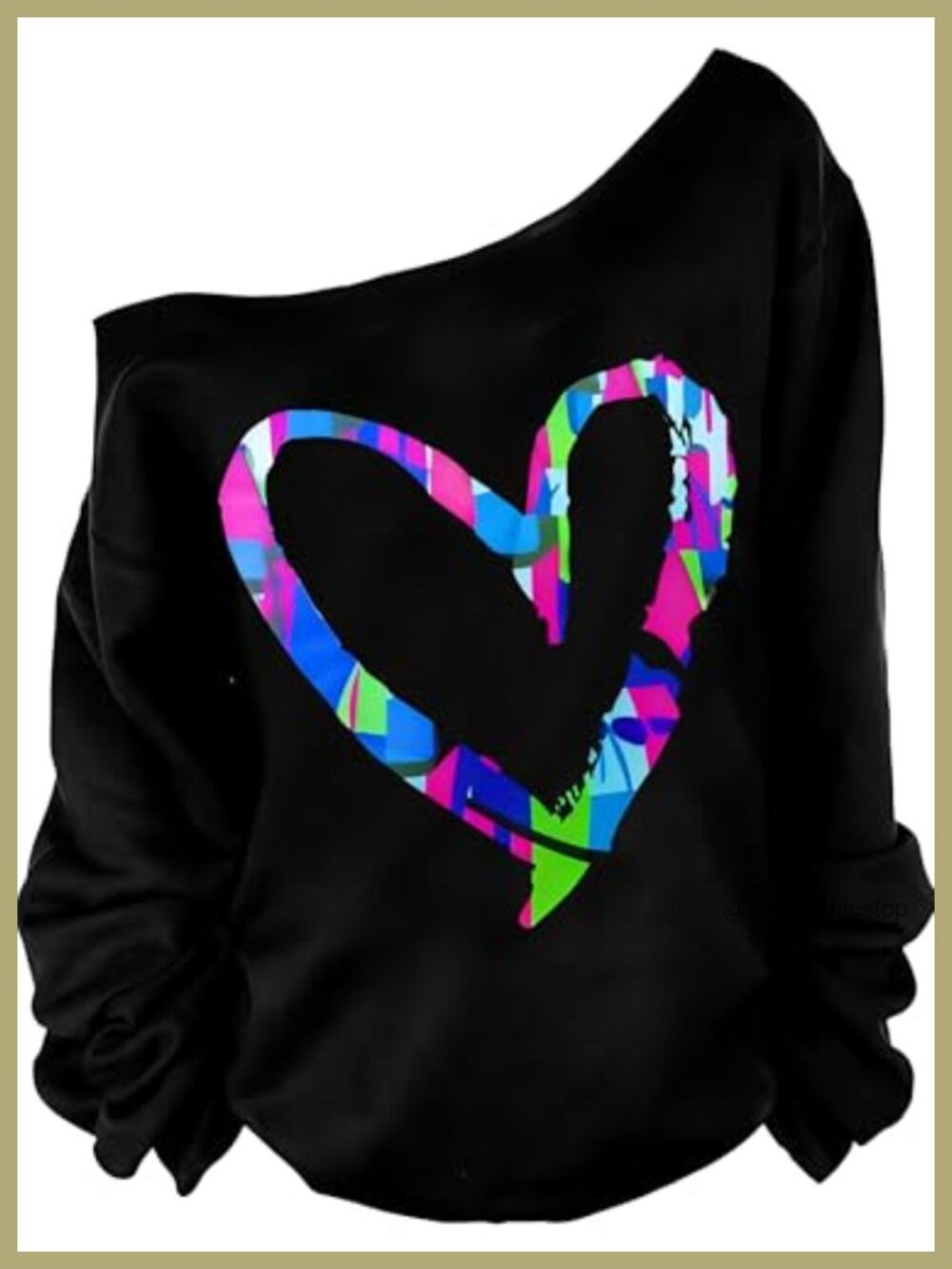 Off Shoulder Lips Print Slouchy Oversized Sweatshirt Pullover